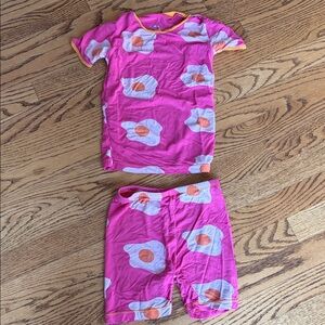 Girls' Pink Egg-Print Short Sleeve Pajama Set